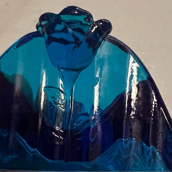 Rare- Vintage Cobalt Blue MCM Rose Pattern Ashtray Set of 4 with Matching Tray - Picture 9 of 16